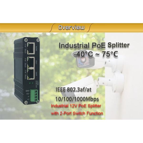 12VDC вывело наружу промышленный Splitter IEEE802.3af/at PoE с функцией переключателя PoE 2 портов