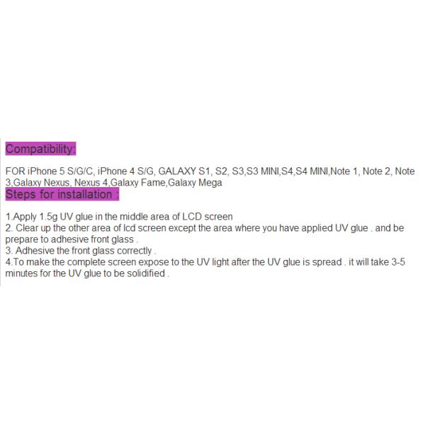 UV Glue LOCA Liquid Optical Clear Adhesive for iPhone Samsung HTC Glass Repair