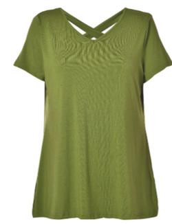 Back Cross Strap Ladies Stylish Top , Round Front Neck Back V Neck Shirt