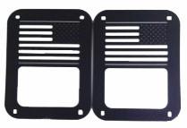 Pair Rear Lamp Guard Tail Light Covers Trim Protector For Jeep Wrangler,American Flag Style ,Black,Stainless steel