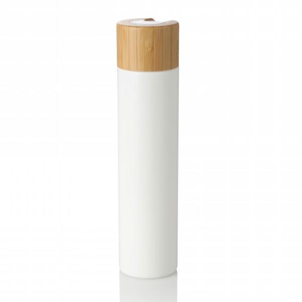 300ml White Pet Plastic Cosmetic Lotion Cream Usage Empty Bottle With Bamboo Cap