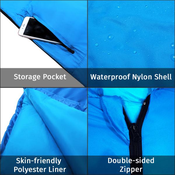 800g Breathable 190x72cm Polyester Sleeping Bag