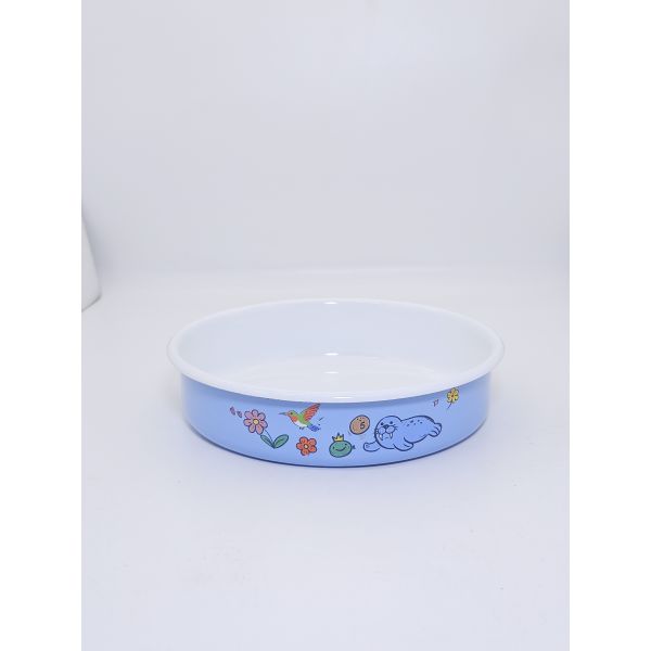 Wholesale 20cm Light Blue Seal Hummingbird Print Round Enamel Baking Tray Oven Safe Enamel Dish For Fridge Storage Food Prep