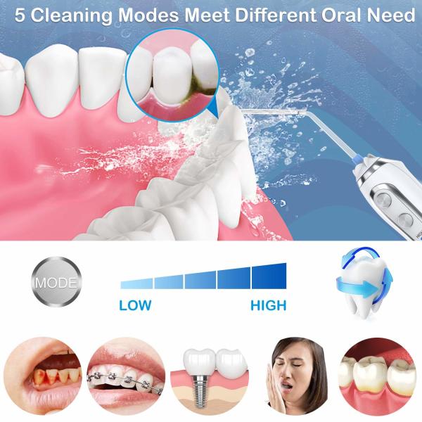 2500mah Battery Powered Dental Water Flosser Oral Irrigator 21W Waterproof Grade