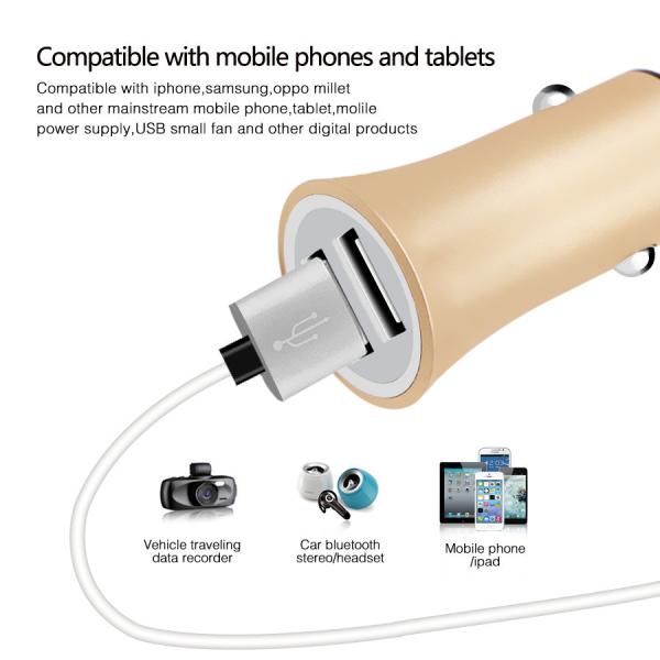 3.1A New Aluminium Alloy Dual USB Car Charger for iPhone iPad iPod Camera Car Charger