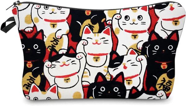 Lucky Cat Cosmetic Bag for Women Makeup Bags Travel Waterproof Toiletry Bag Accessories Organizer