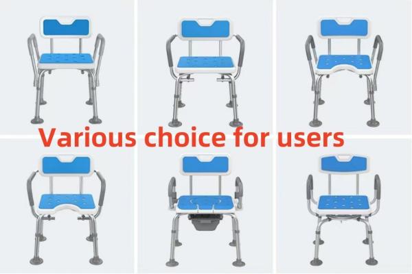 Bathroom 4-in-1 Commode Chair Shower Chair With Armrest Large Suction Cup Feet
