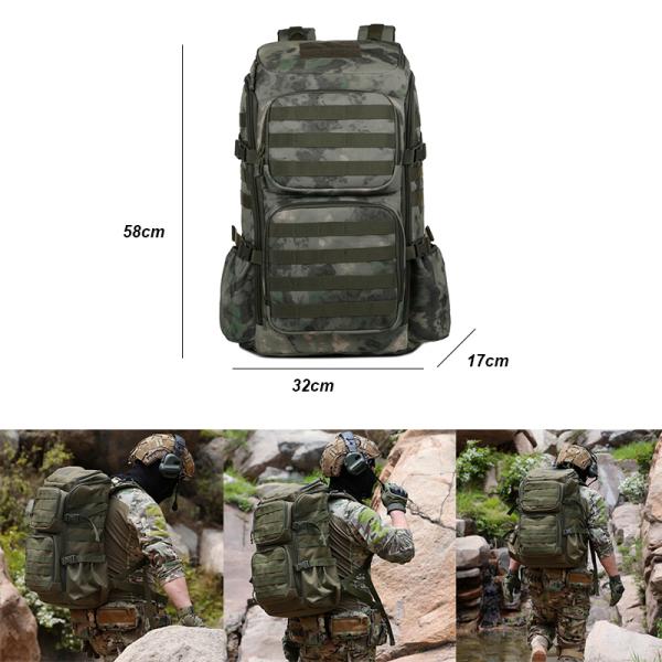 Mochila táctica de exterior impermeable, unisex para acampar, montañismo.