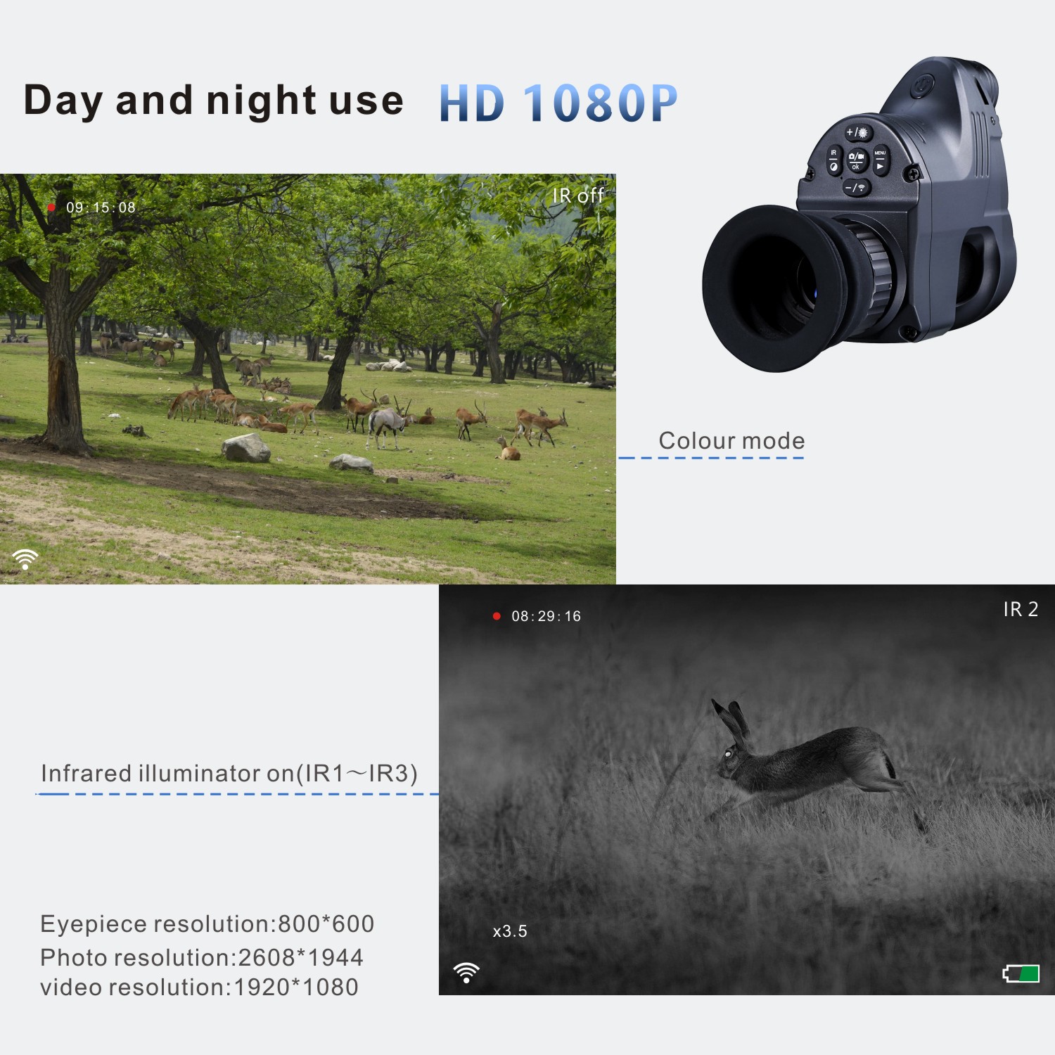 Инфракрасн Monocular 200m ночного видения ROHS WiFi Handheld для звероловства