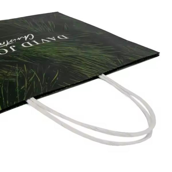 Custom J Cut Paper Bag Recyclable Clothing Kraft Paper Bag With Twisted Handle