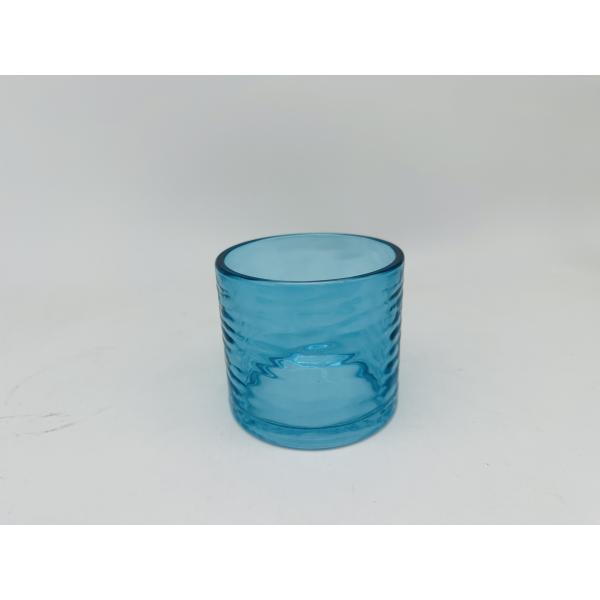 Accesorios de baño de vidrio azul conjunto de forma redonda dispensador de loción de vidrio botella de jabón para el baño