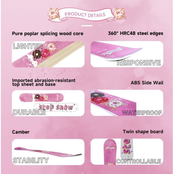 Flexible Junior Skiing Equipment Poplar Wood Core Sandwich Construction Camber Skis Snowboards Age Child