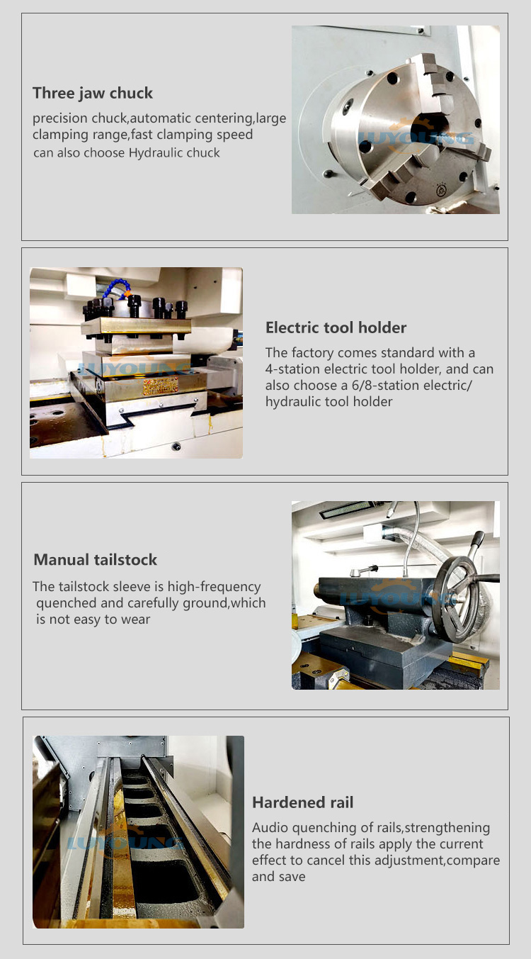 Horizontal Flat Bed CNC Lathe Machine with 6 Station Electric Turret