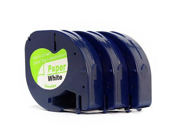 91330 Dymo Plastic Label Printer Cartridges White On Black 12mm * 4m Compatible