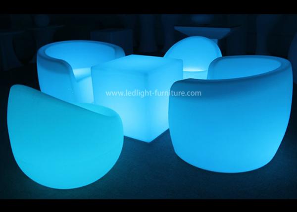 Outdoor Waterproof Single LED Light Sofa Furniture Set With Glow Cube Table