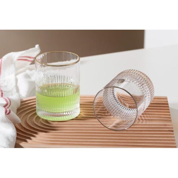 Gold Rimmed Whisky Glass Drinking Cups 370ml 13 Ounce Hand Blown Glass Tumblers