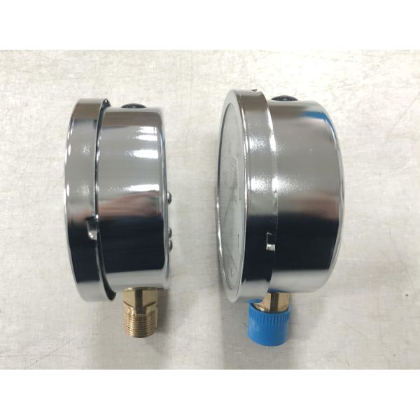 4-inch 100mm Liquid Filled Pressure Gauge with Chrome Case & Bezel and Dual-Scale 0-2.5MPa/0-1MPa