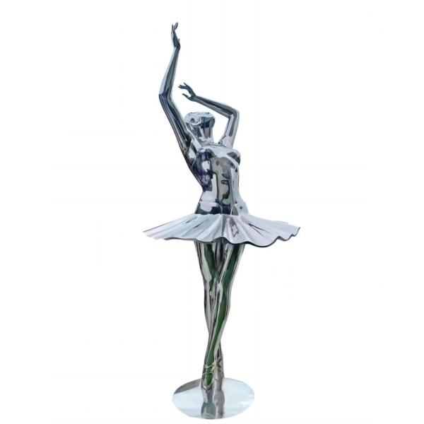 Metal Little Ballet Dancer Sculpture Stainless Steel Silver Female Statues