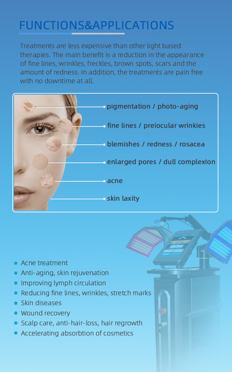 Double PDT 7 Color Skin Rejuvenation Scalp care Pdt Led Light Therapy Machine