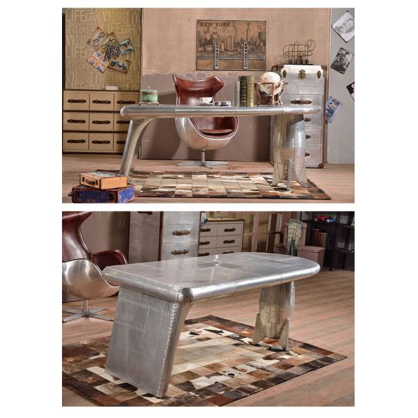 Nidea #8305 Desk Vintage Aluminium Industrial Design Mid-Century Aviation Office Table Durable Commercial Customized
