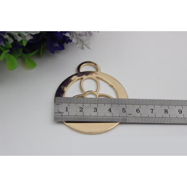 Custom Handbag Hardware 52MM Round Shape Hollow Logo Metal Tags Label With Light gold