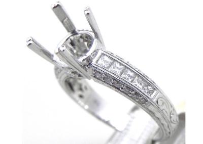 Dia 3x3mm 1.08Ct Semi Mount Jewelry Ring ODM for Engagement 18k White Gold Material
