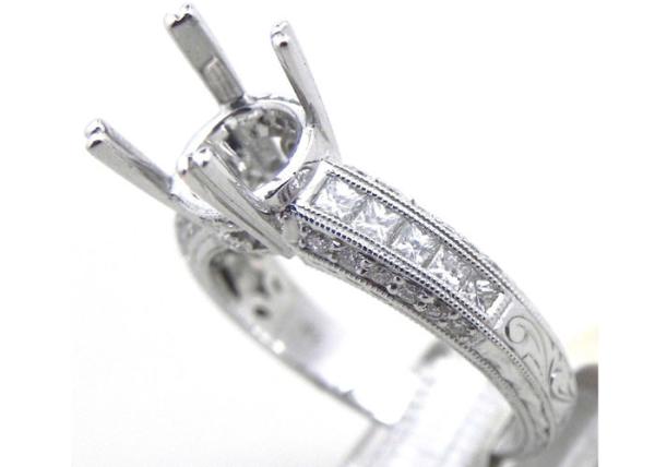 Dia 3x3mm 1.08Ct Semi Mount Jewelry Ring ODM for Engagement 18k White Gold Material