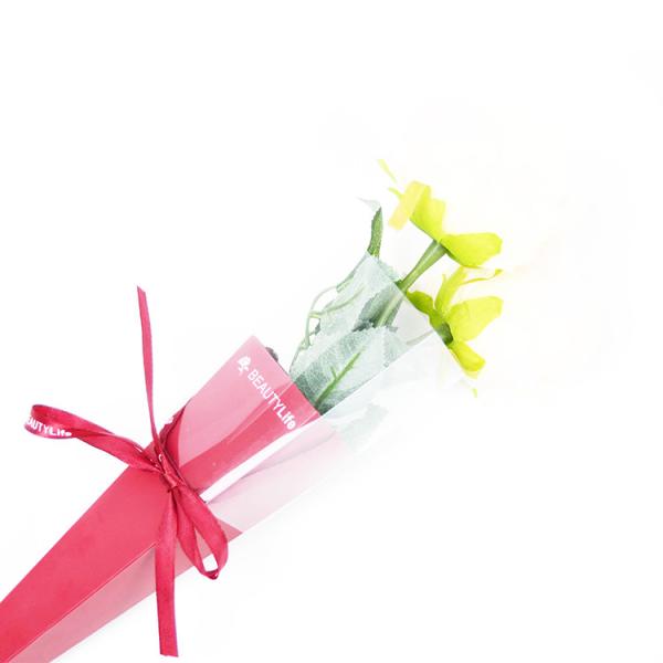 El logotipo personalizado es simple portátil rosa de tallo largo caja de regalo de flores plegable personalizada
