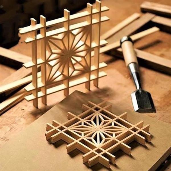 Madeira decorativa japonesa Kumiko Solid Pine Wood Partition de Hinoki