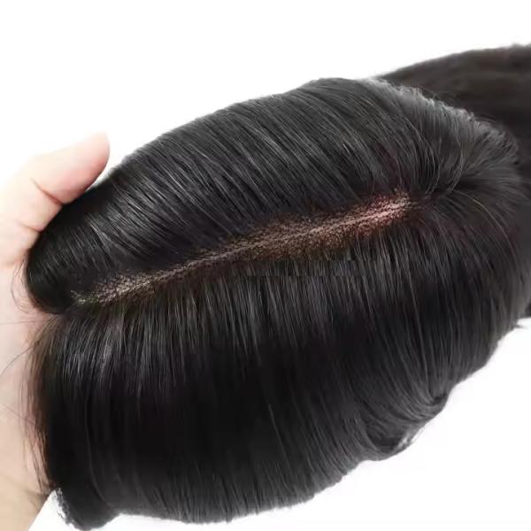 MONO Long Hair Topper for Women Natural Brazilian Human Hair Cheap Topper High Quality Natural Black Thick Density
