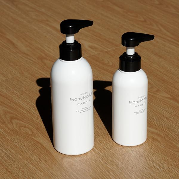 Customized Color Boston Round Plastic Shampoo Bottle with Press Pump in 300/400/500/600ml Capacity