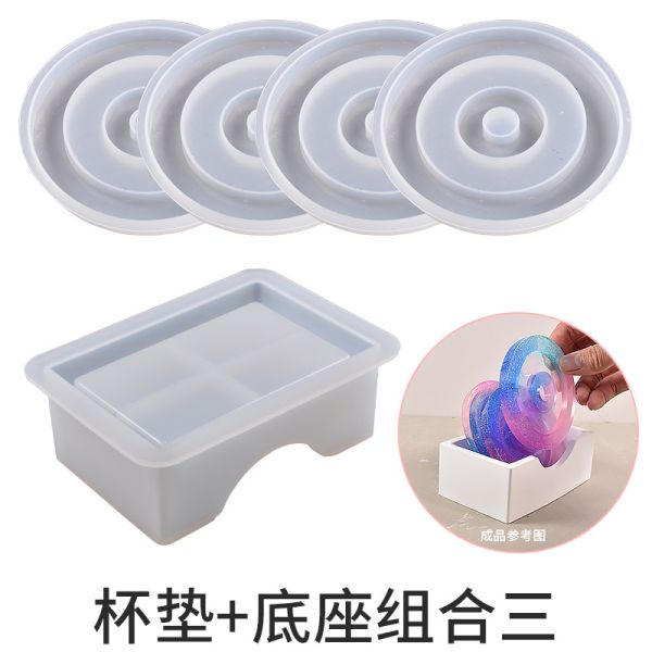 DIY crystal dropper resin gypsum coaster circular coaster holder storage box mirror silicone mold