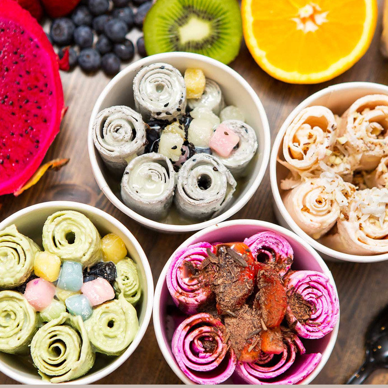 Double Pan Fried Ice Cream Machine Philippines With 12 Fruit Containers