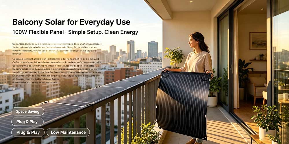 105W Off‑Grid Bendable Solar Panel, IP68 Waterproof Junction‑Box Solar Panel for Outdoor Living