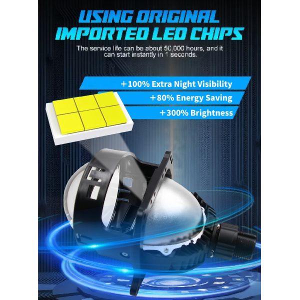 Bi Function LED Projector Lens Headlamp Projector Dual Cup 3.0 Inch 60W High Brightness