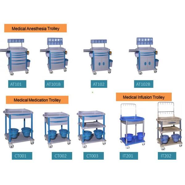 Blue Color Hospital Medical Trolley , Nursing Trolley With Drawer Wheels