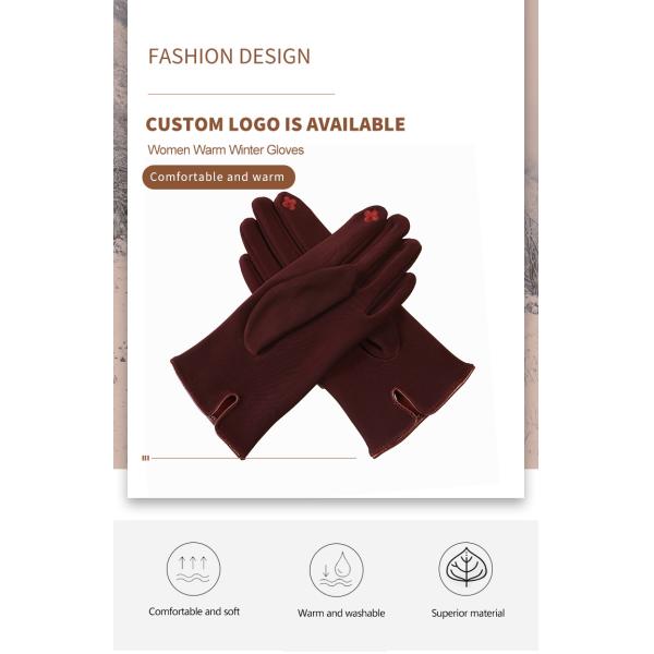 Polyester Winter Warm Gloves Fashion Classic Red Stretch
