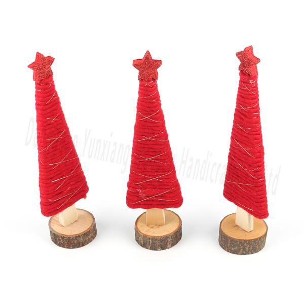 Handmade Yarn-Wrapped Wooden Christmas Ornaments Tree Reindeer Decor