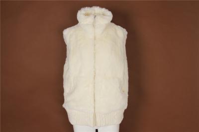 Soft Touch Utility Gilet Vest White Knitted Hem Ladies Fur Vest