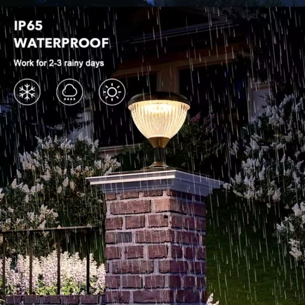 LED Solar Pillar Light With Durable Aluminum Shell Warm White Light For Outdoor Yard Columns