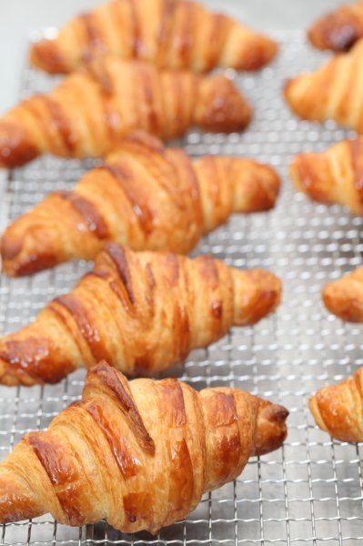 Línea de producción de pan de croissant pequeño de acero inoxidable para panaderías / cafeterías