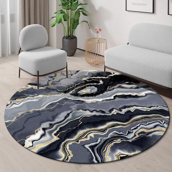 Circular Crystal Velvet Living Room Rugs Modern Thickened Bathroom Non Slip Mat