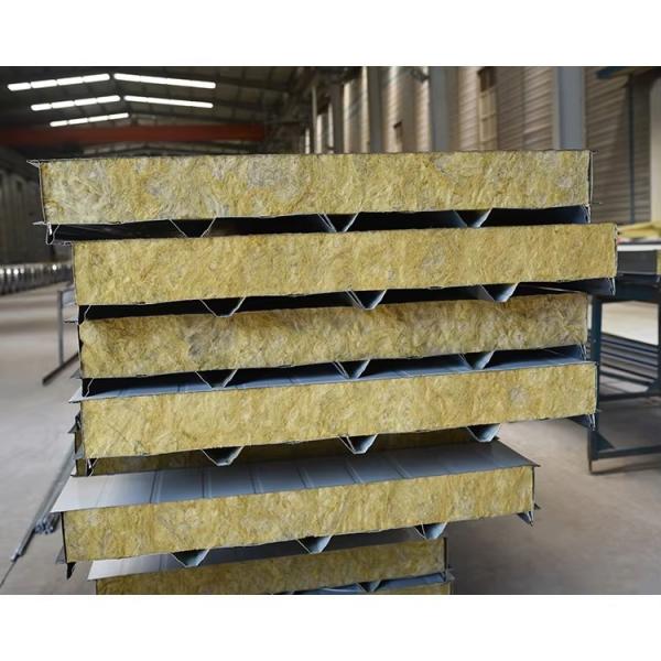 Metal Panel Fireproof and Soundproof Rock Wool Sandwich Panel for House Hotel Exterior Wall Roof with EPS Foam PU Core Material
