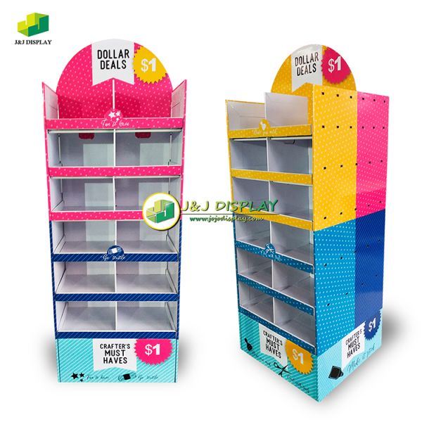 Double Sided Cardboard Display Units POP Floor Display Foldable For Stationery / Gifts