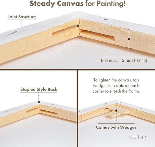 100% Cotton Large Stretched Canvas Blank Oil Painting Framed Canvases Matte Finish