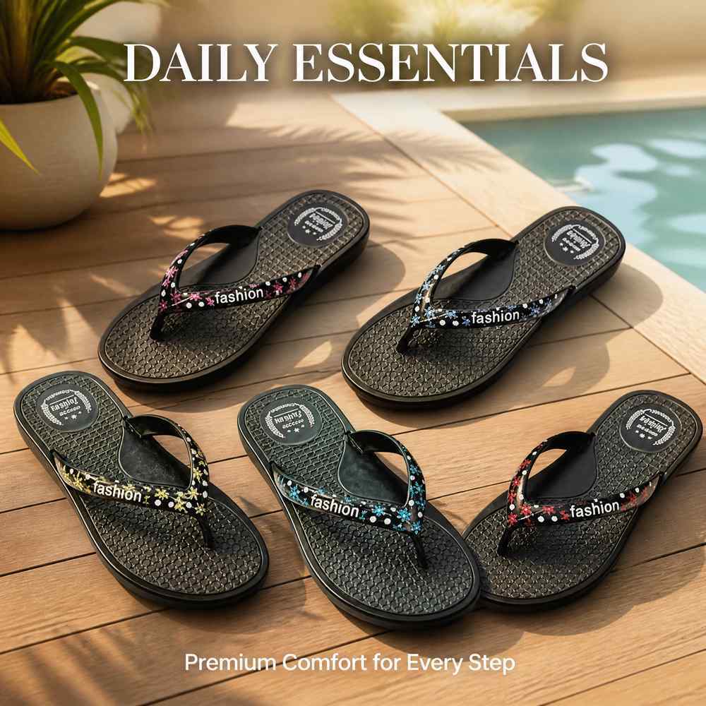 Star Print Flip Flops with Round Heel Medallion | Source Factory Supply