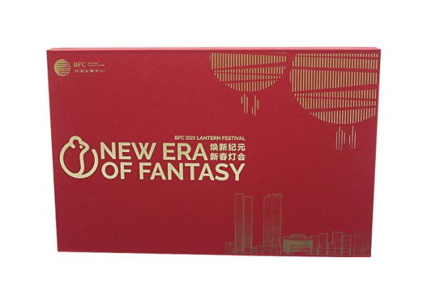 Cardboard Lift Off Lid Box Red Gold / Silver Hot Stamping Surface