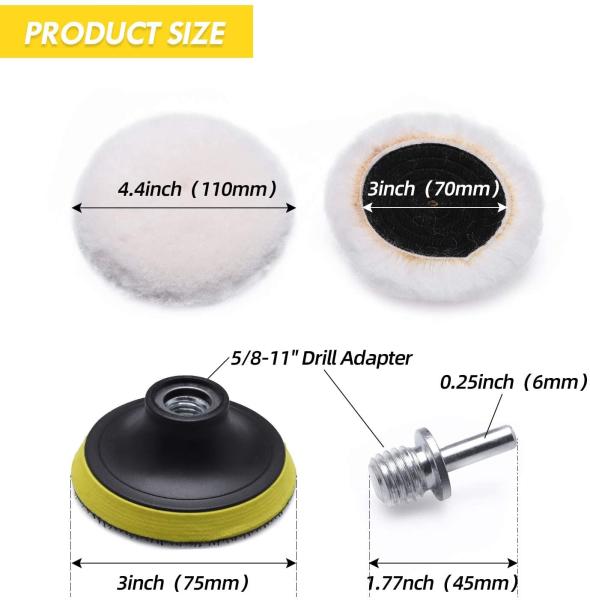 as almofadas de polonês lustrando de lãs 70mm da roda 7Pcs ajustaram 4,8 onças