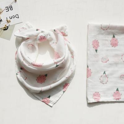 6 Layers Gauze Muslin Baby Bibs Fruit Printing Mouth Towel Bandana Baby Bibs