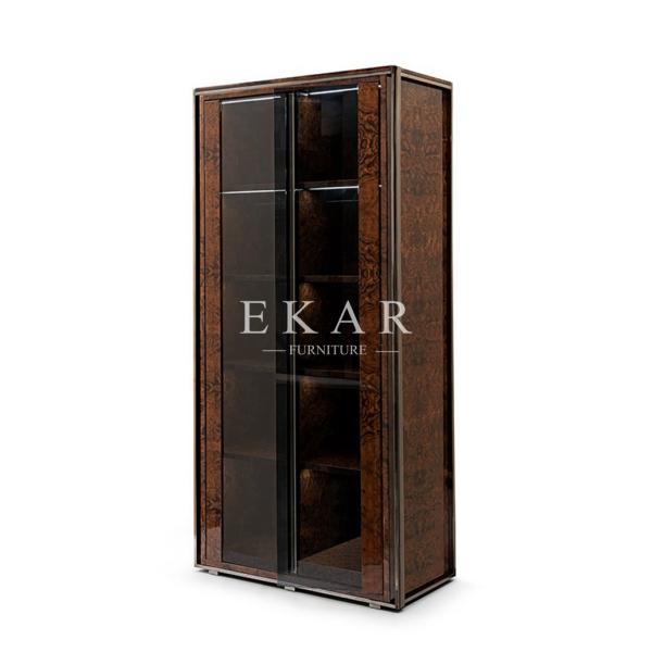 Modern Luxury Veneer Glass Door Cabinet